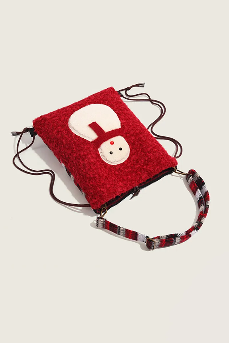 Fuzzy Christmas Backpack & Shoulder Bag with Snowman