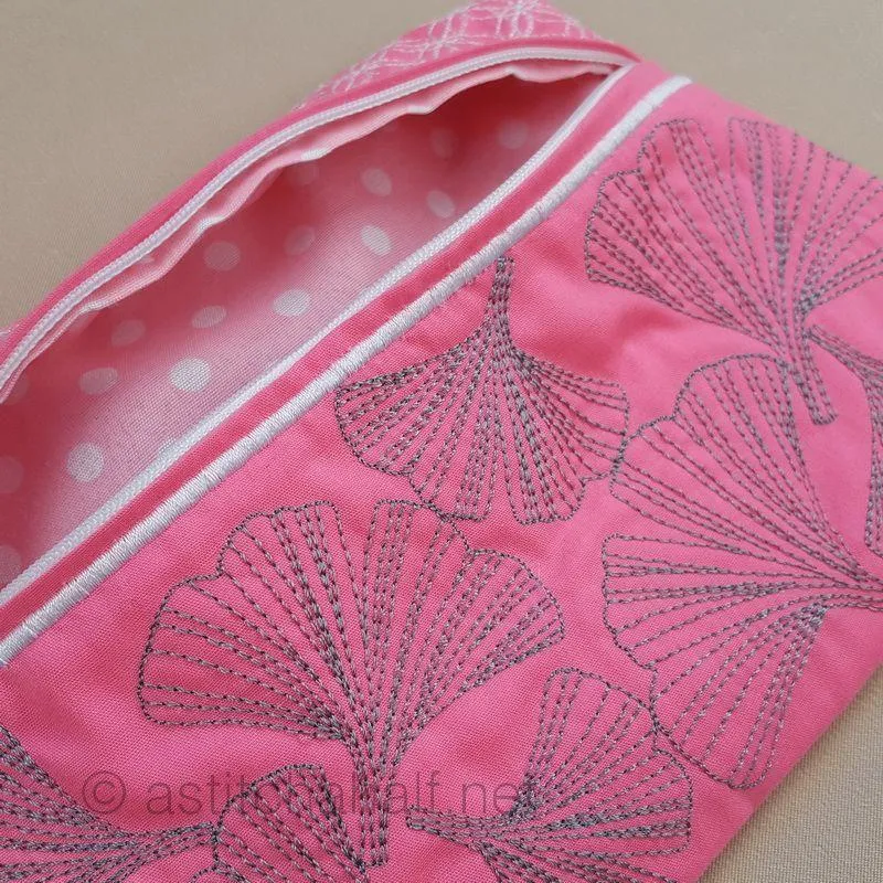 Ginkgo Biloba Wrist Purse Sashiko Style