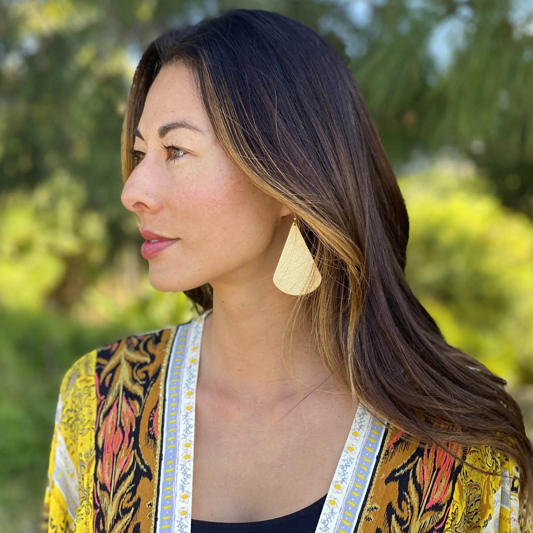 Gold Luster Belle Leather Earrings