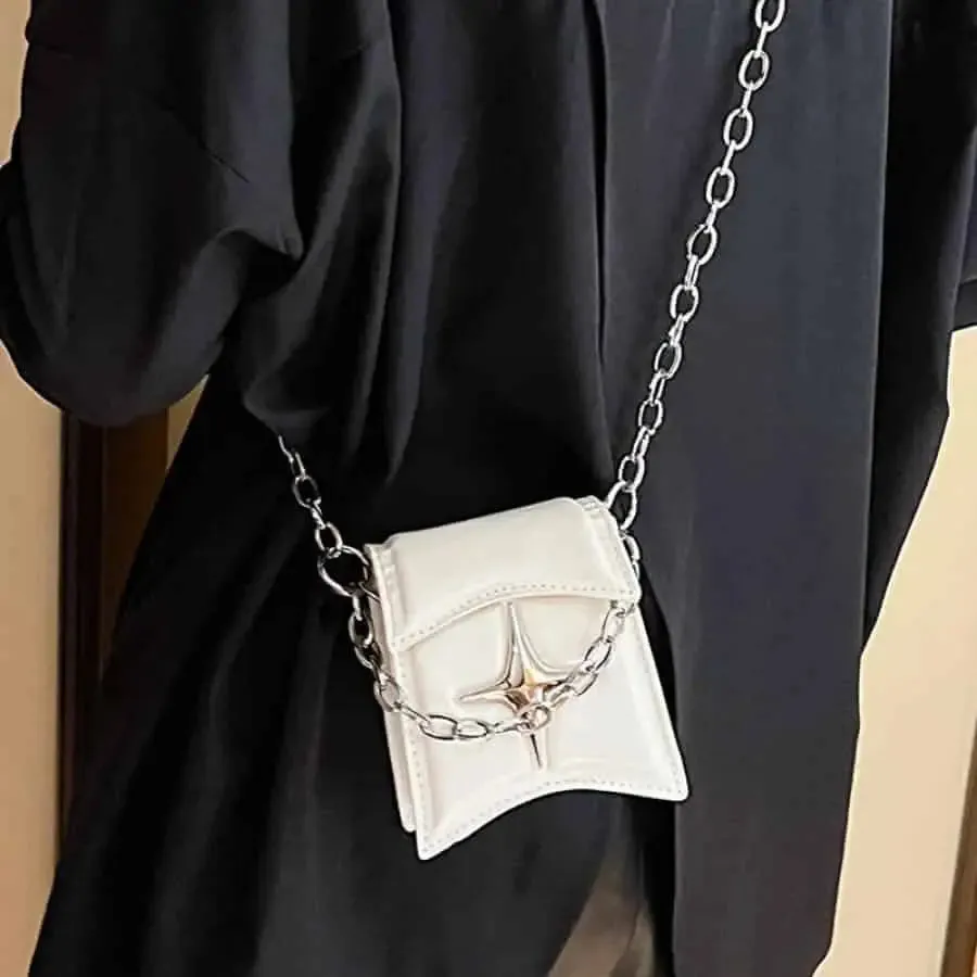 Gothic Cross Faux Leather Small Chain Shoulder Bag