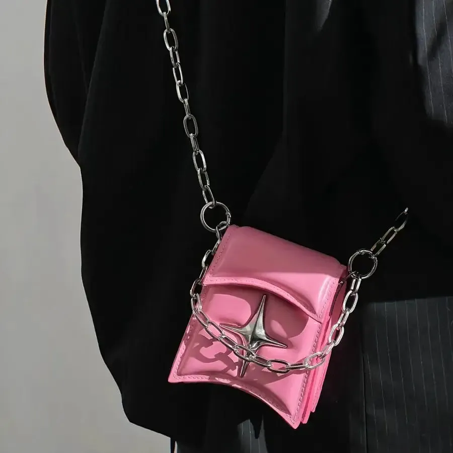 Gothic Cross Faux Leather Small Chain Shoulder Bag
