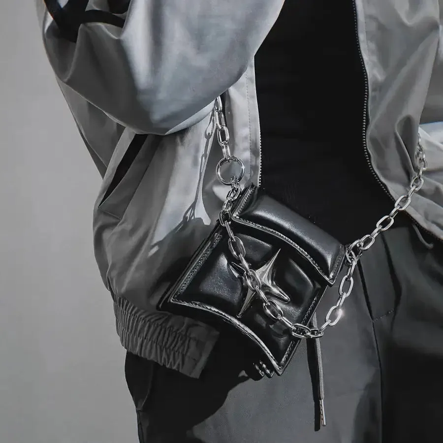 Gothic Cross Faux Leather Small Chain Shoulder Bag