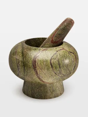 Green marble pestle and mortar