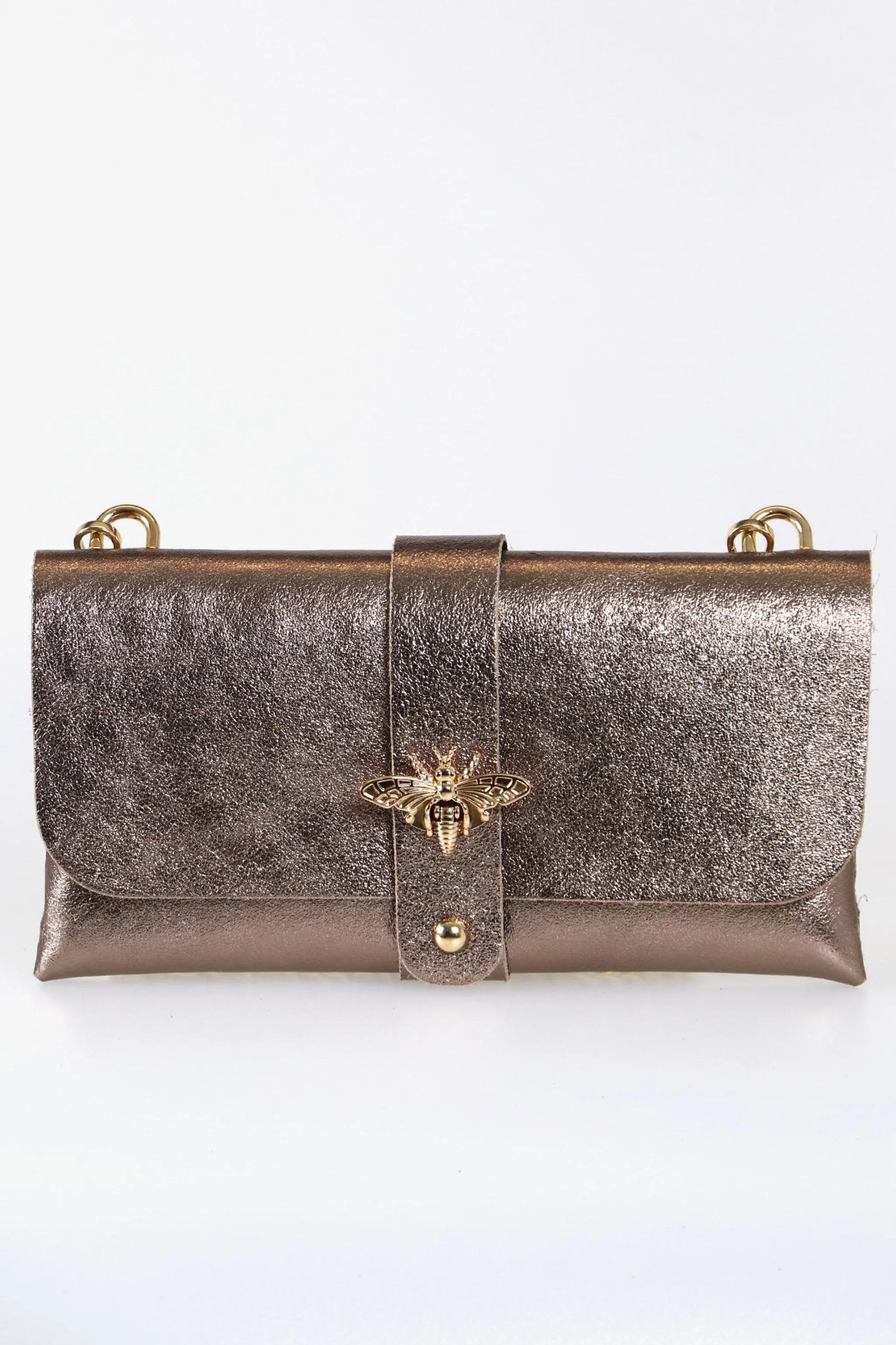 Halle Clutch Bag - Champagne, Metallic