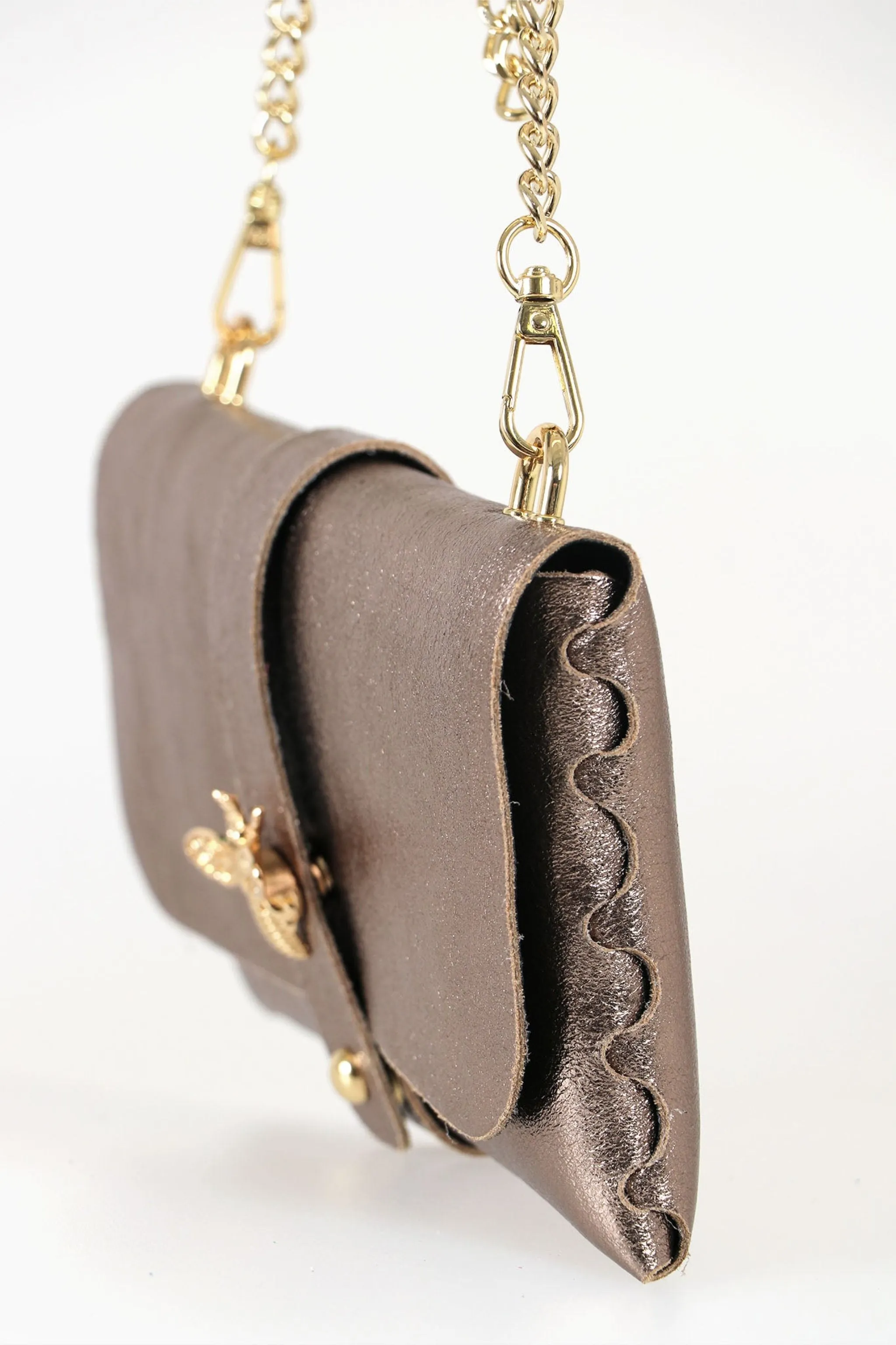 Halle Clutch Bag - Champagne, Metallic