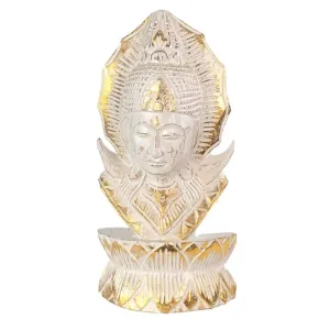 Hand-Carved Whitewash Albasia Wood Thai Buddha