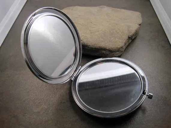 Handmade Victorian Oxidized Silver Elephant Cameo Compact Mirror