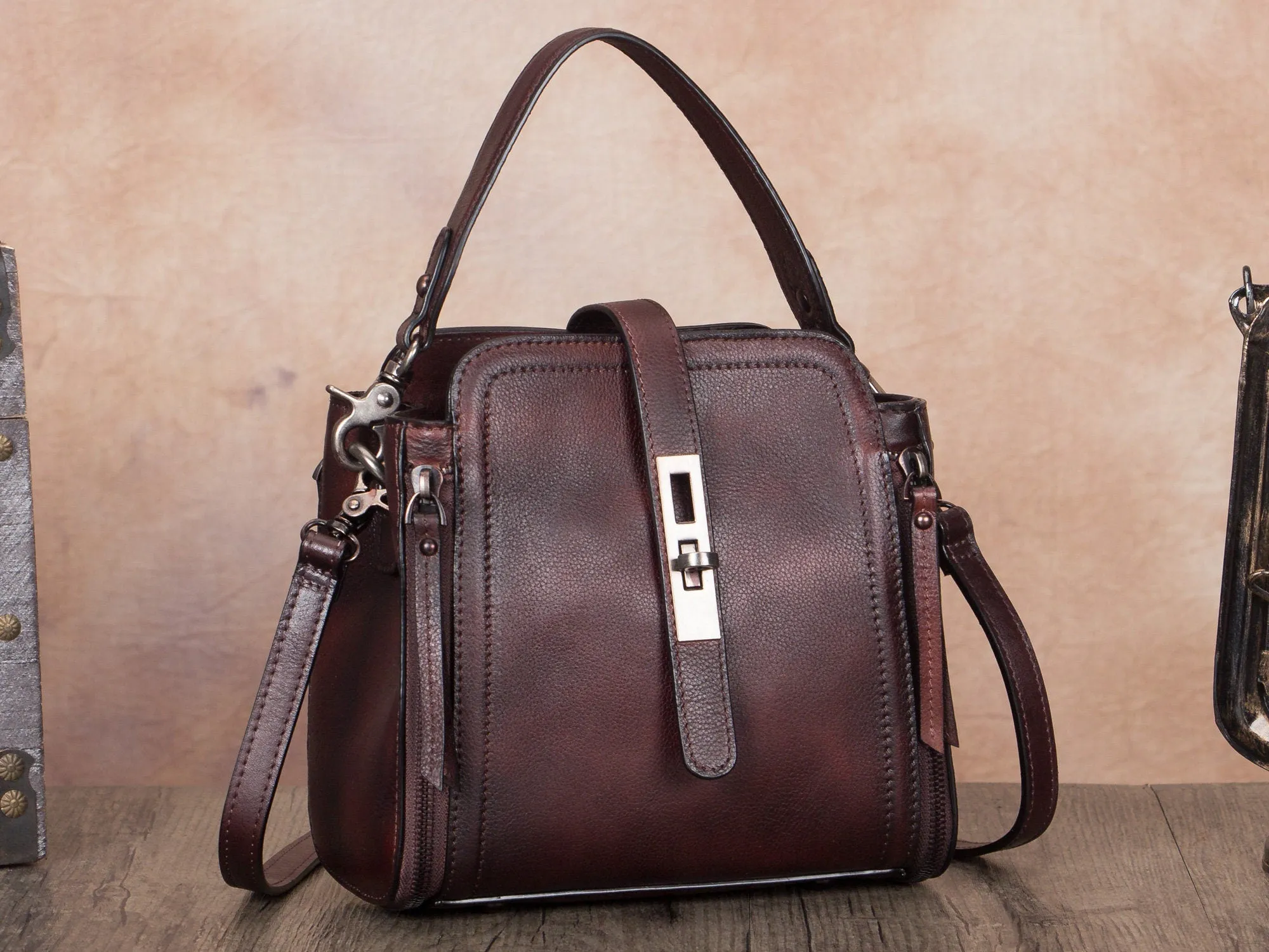 Handmade Vintage Crossbody Bag Leather Handbag