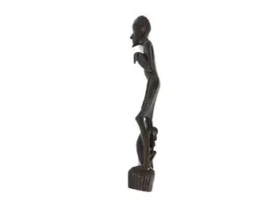 Hardwood Collectible Figurine Makonde Man Holding A Hen- Hand Carved