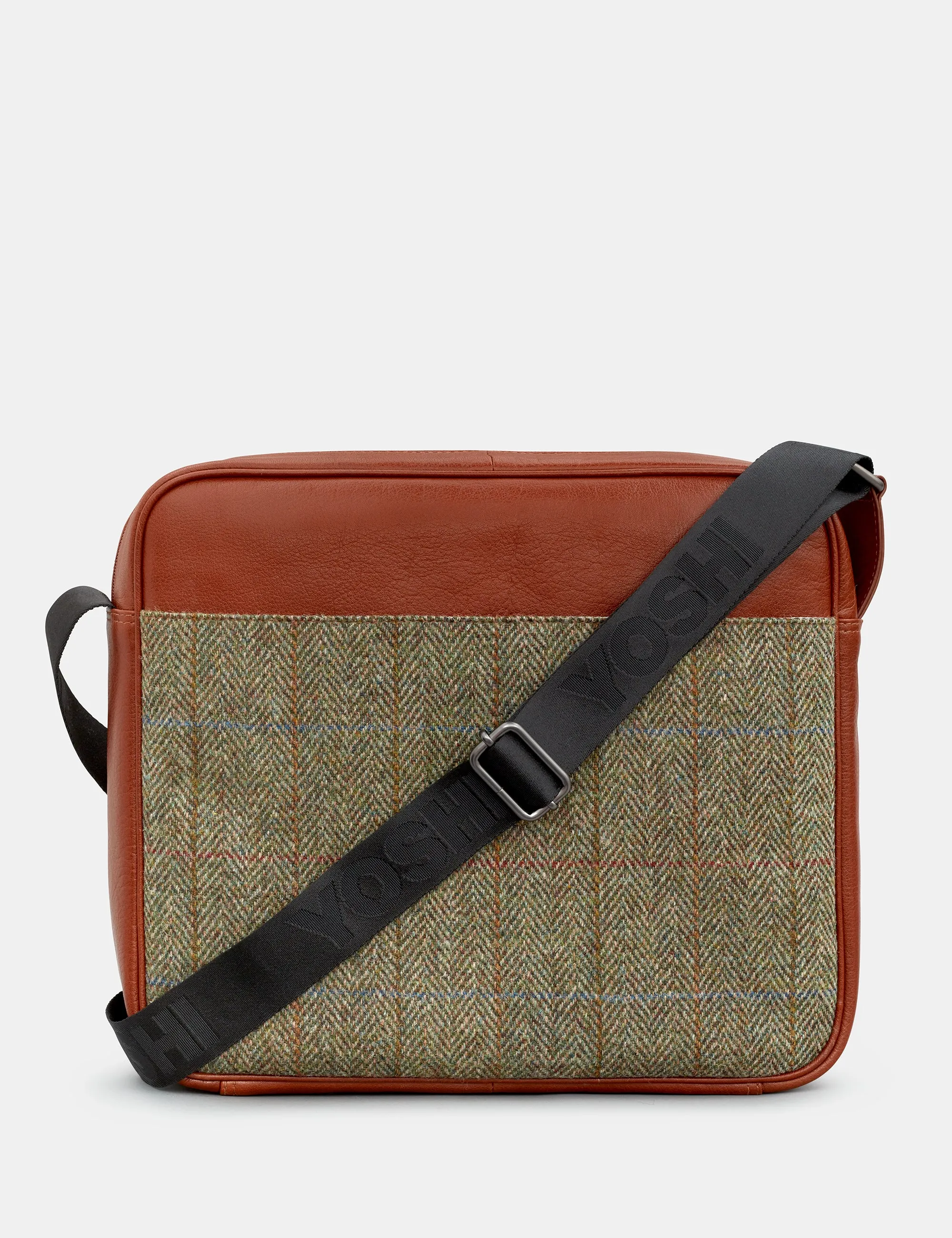 Harris Tweed & Brown Leather Messenger Bag
