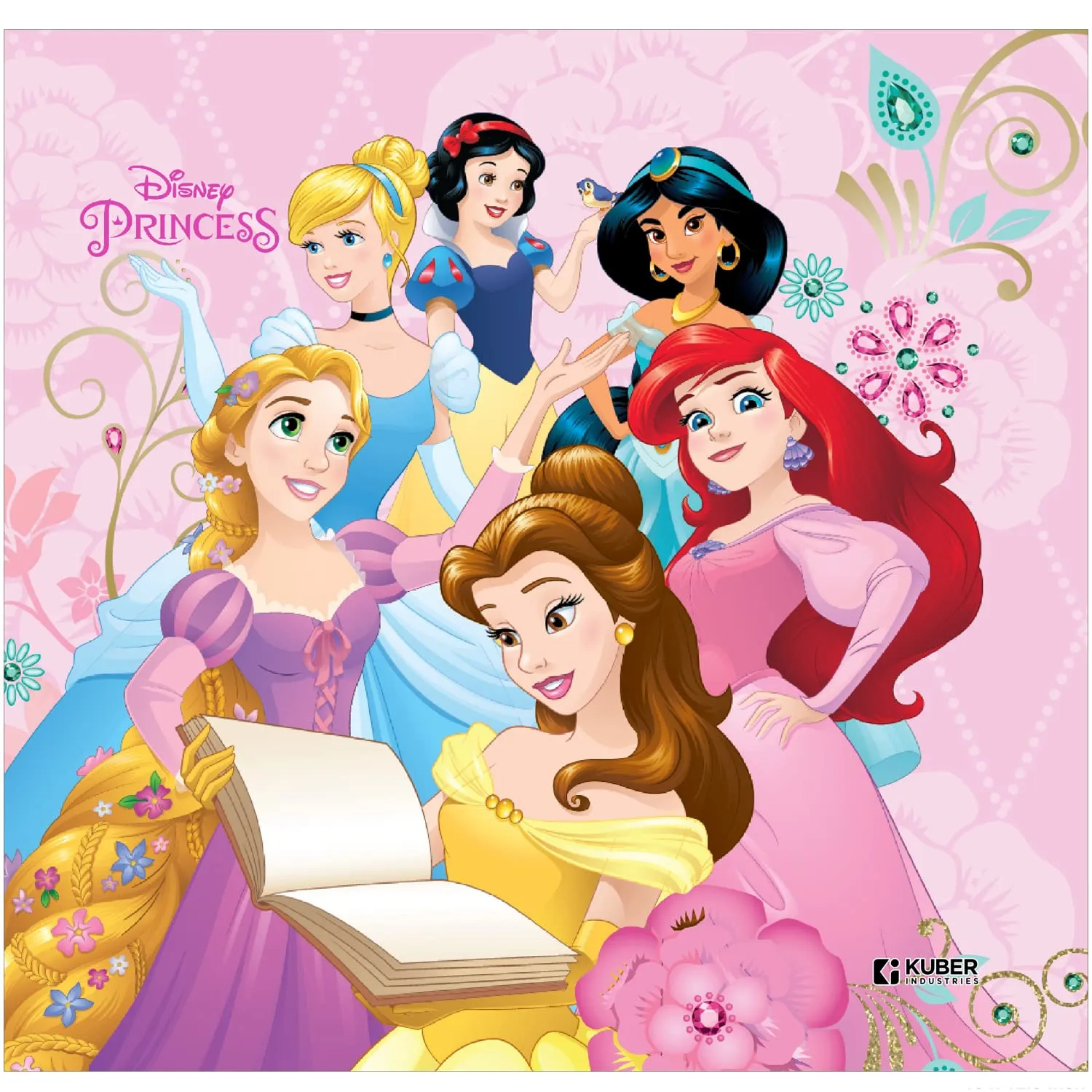 Heart Home Disney Princess Print Storage Box|Foldable Clothes Organizer|Collapsible Storage Basket With Handle For Toys,Books,30 Ltr.Pack of 2 (Pink)