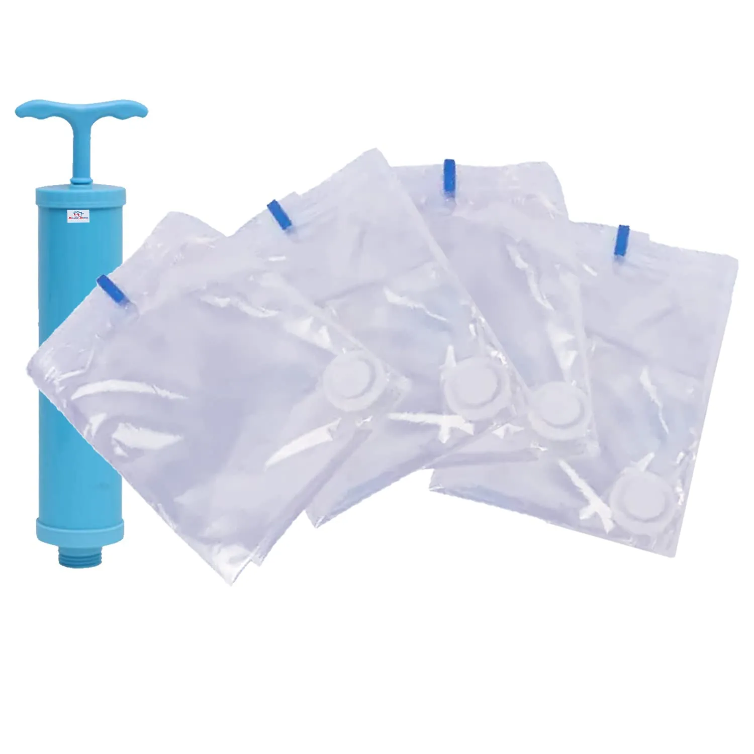 Heart Home Vacuum Storage Bags|Space Saver Bags|Travel Vacuum Storage Seal Bags for Comforters Blankets Clothes Pillows With Hand Pump,80x120 cm,Pack of 4 (Transparent)