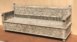 Heavy Carved Bench 3 Seater