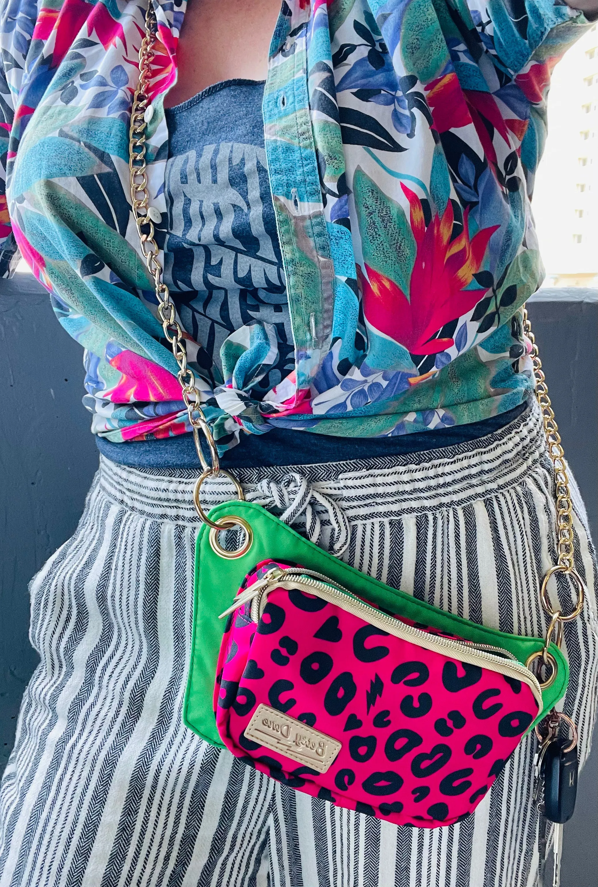 Hot Pink Electric Leopard Lisa Convertible Crossbody/Belt Bag