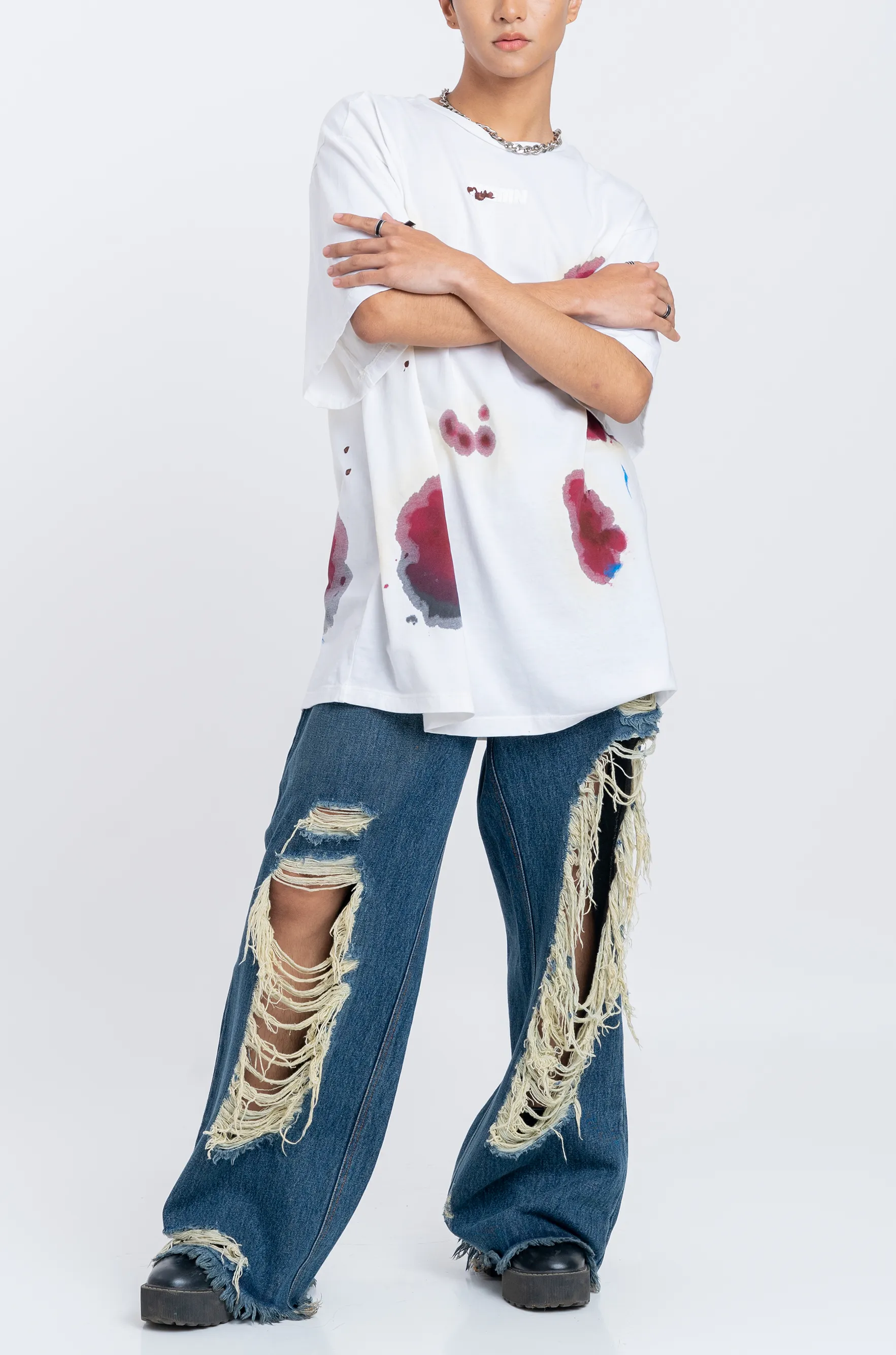 Huemn Blood Washed T-Shirt (White)