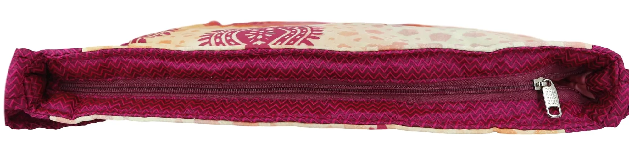 Indian Jhola Bag For Women Digital Print Cross Body Shoulder Bag Fashion Sling Bag Quilted Faux Silk,16x14x3 Inch,Taj Mahal Floral