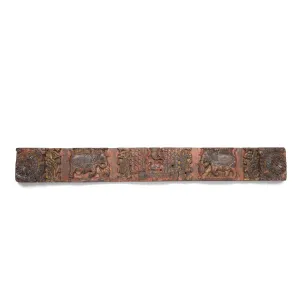 Indian Lintel Panel Of Ganesh & Elephants From Gujarat - 19thC