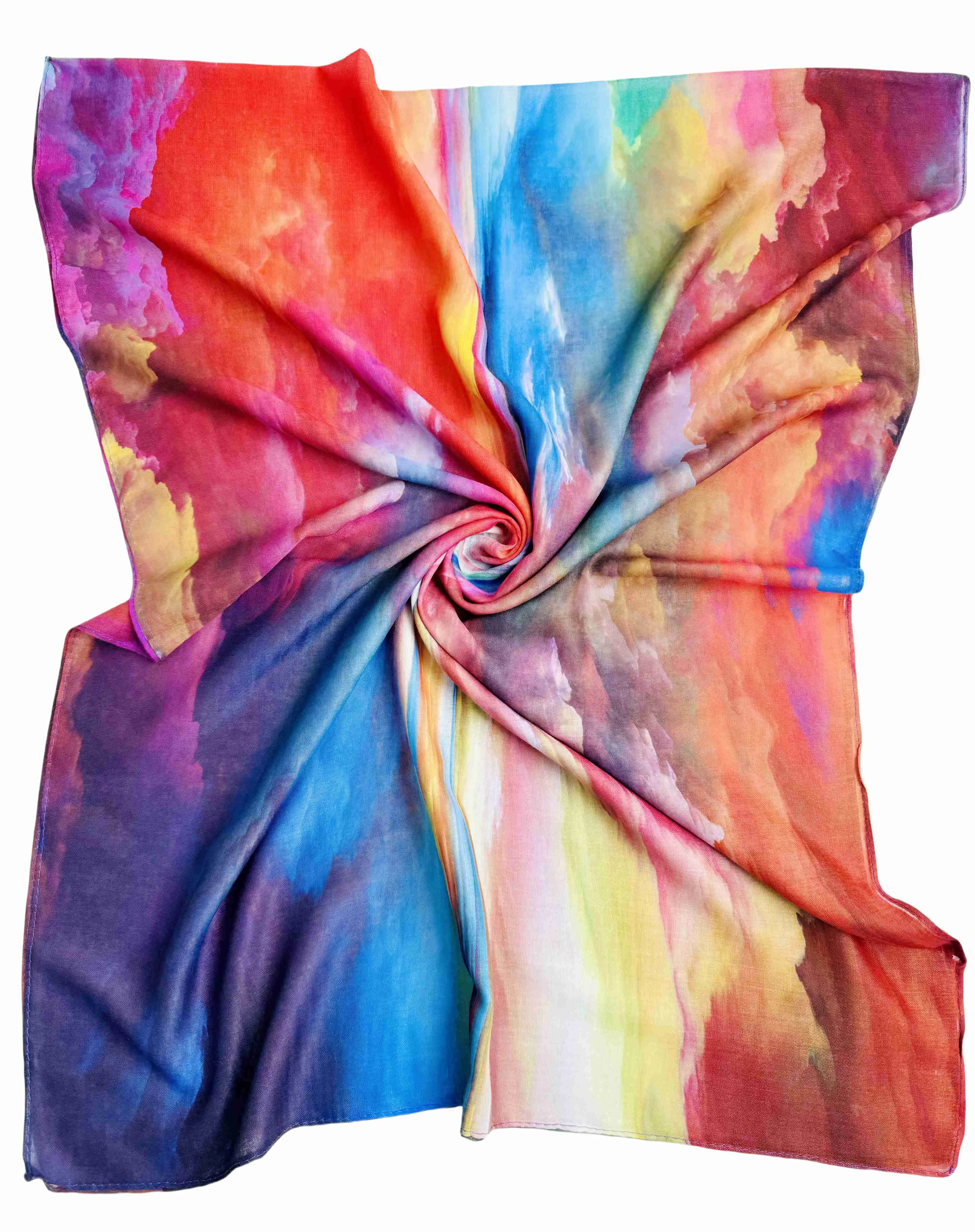 JC022855 Orange-Blue Multicolor Sea of Clouds Scarf