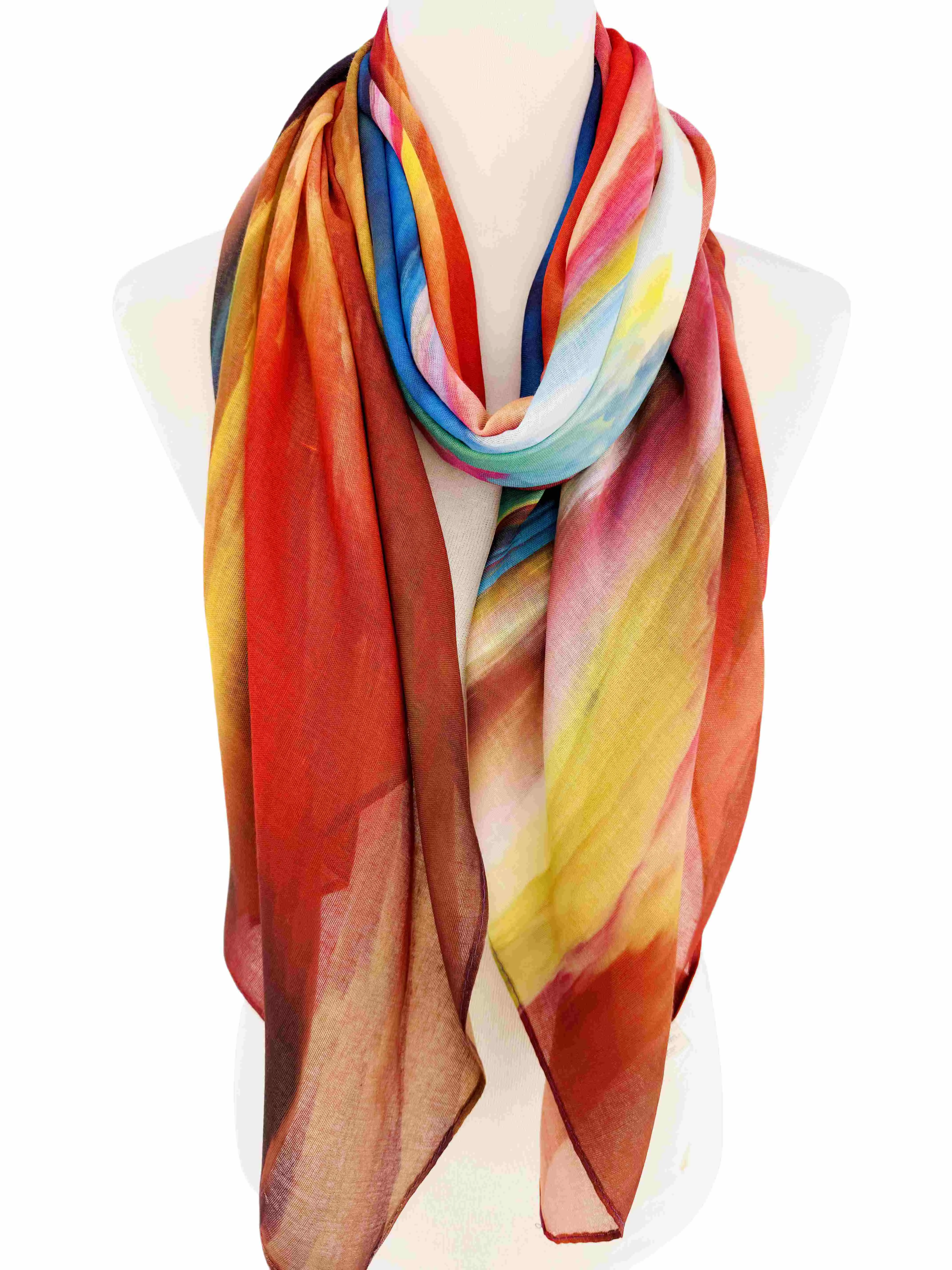 JC022855 Orange-Blue Multicolor Sea of Clouds Scarf