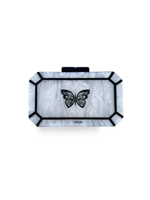 Karina Gold Acrylic Mother of Pearl Clutch By Nikoza Collection
