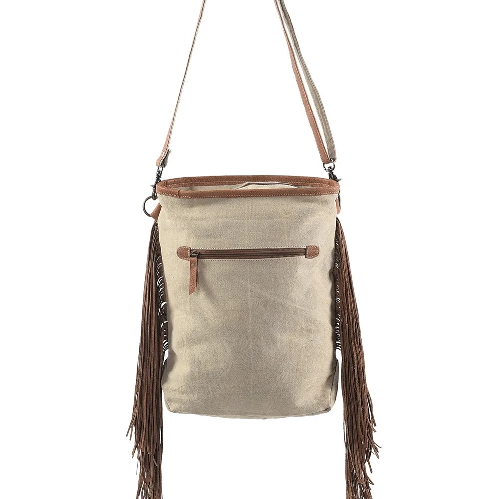 KB266 - KB266 -MESSENGER Real Cowhide Leather and Upcycled Canvas Ladies Bag 13 x 15 KB266 - KB266