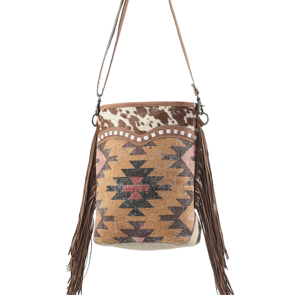 KB266 - KB266 -MESSENGER Real Cowhide Leather and Upcycled Canvas Ladies Bag 13 x 15 KB266 - KB266