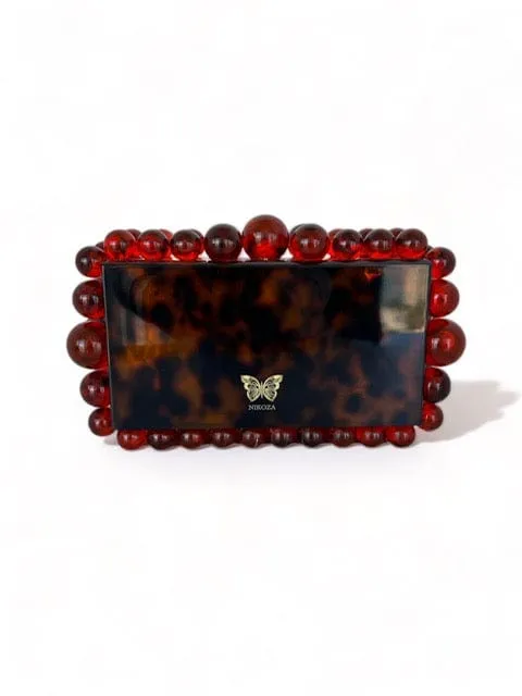 Kira Red Acrylic Pearl Clutch Bag By Nikoza Collection