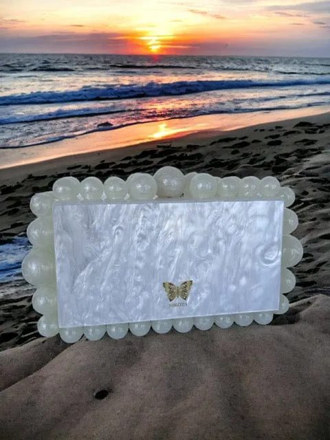 Kira Red Acrylic Pearl Clutch Bag By Nikoza Collection