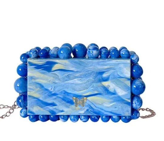Kira Red Acrylic Pearl Clutch Bag By Nikoza Collection