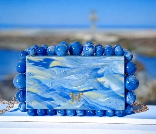 Kira Red Acrylic Pearl Clutch Bag By Nikoza Collection