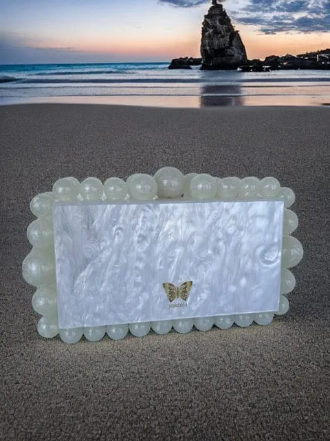 Kira Red Acrylic Pearl Clutch Bag By Nikoza Collection