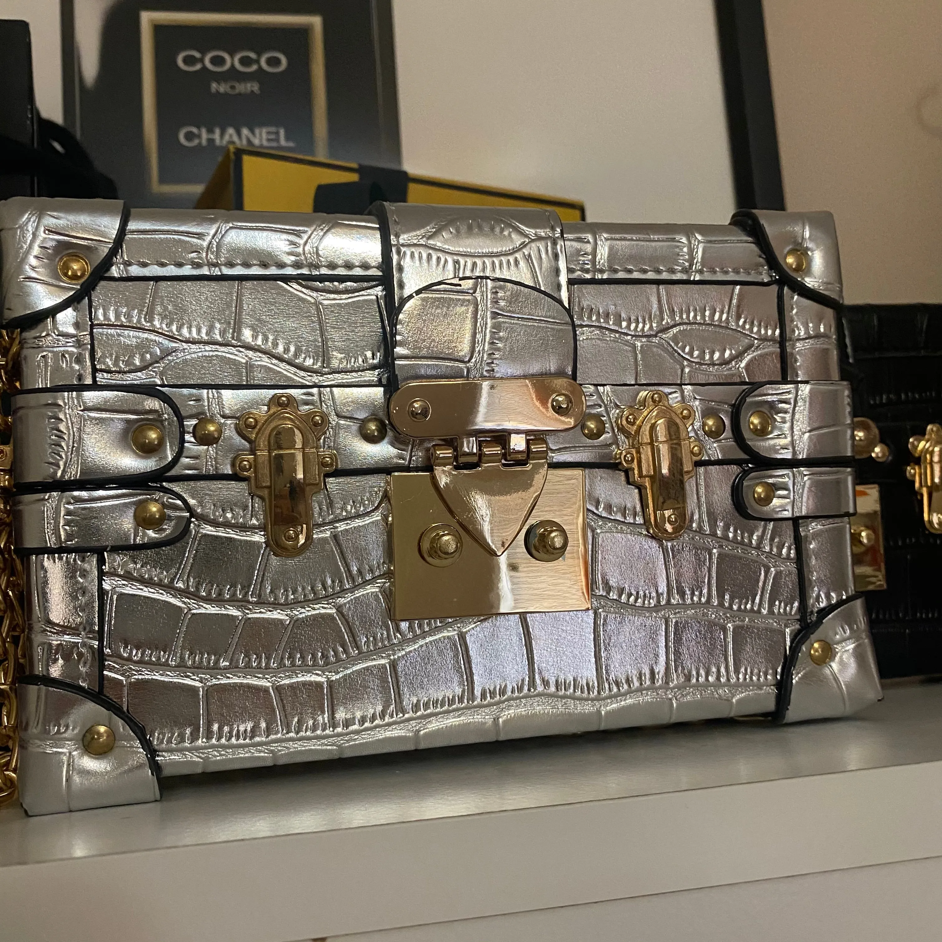 Kristina Leather Gold Trunk Purse - Limited Edition