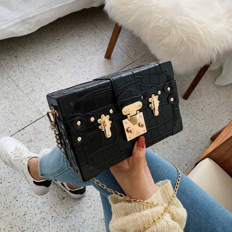 Kristina Leather Gold Trunk Purse - Limited Edition
