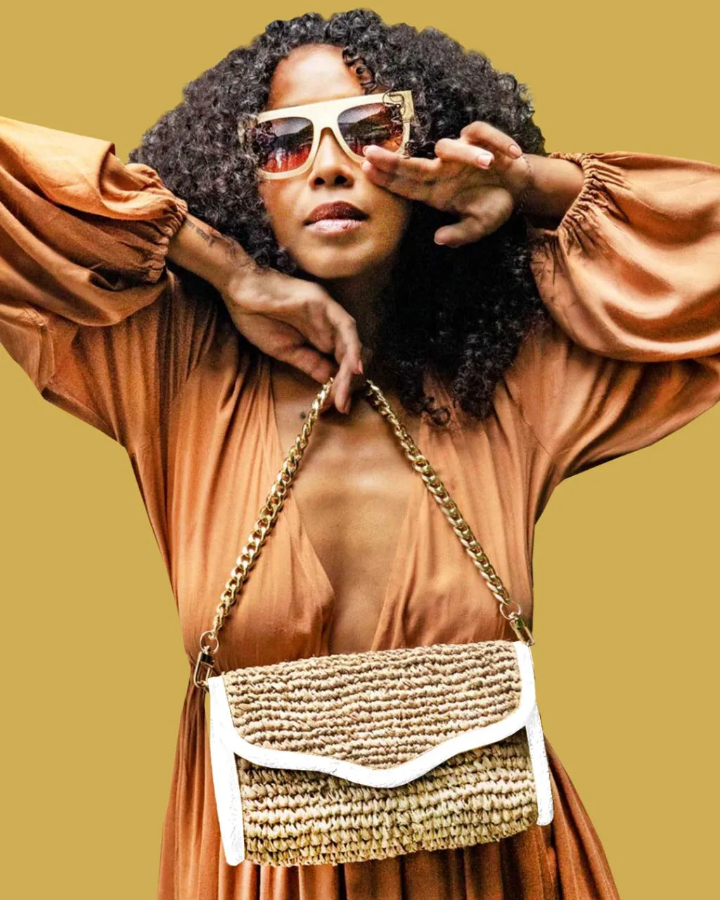 LADY RAFFIA SHOULDER BAG | WHITE