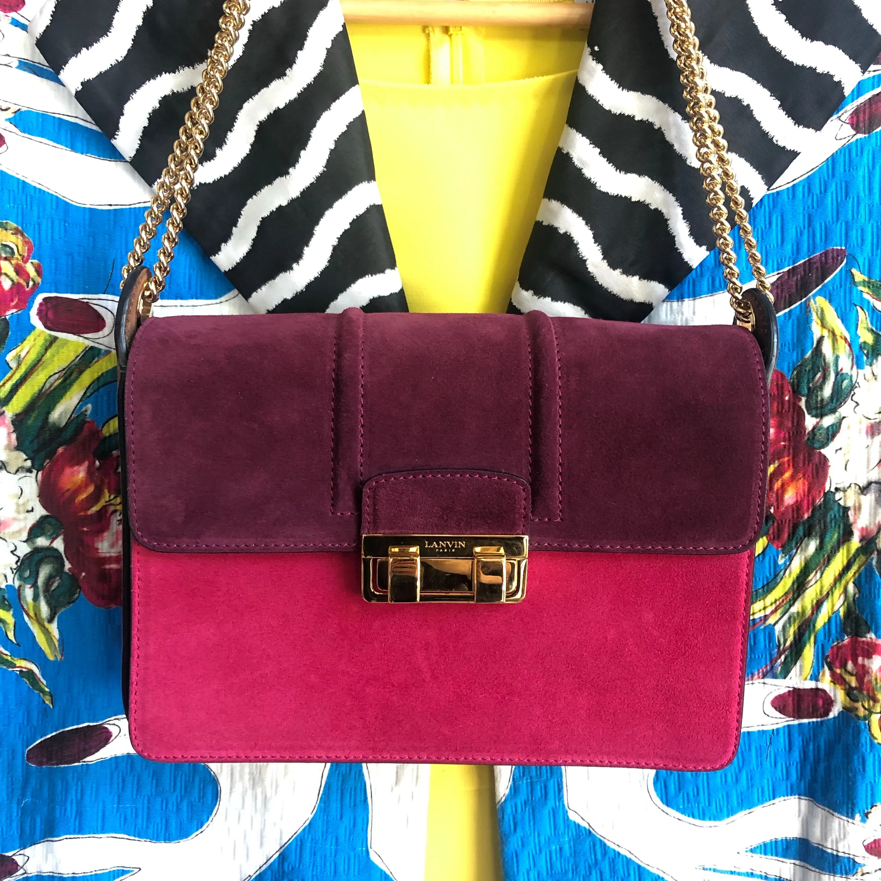 Lanvin suede colour block Ji Ji bag