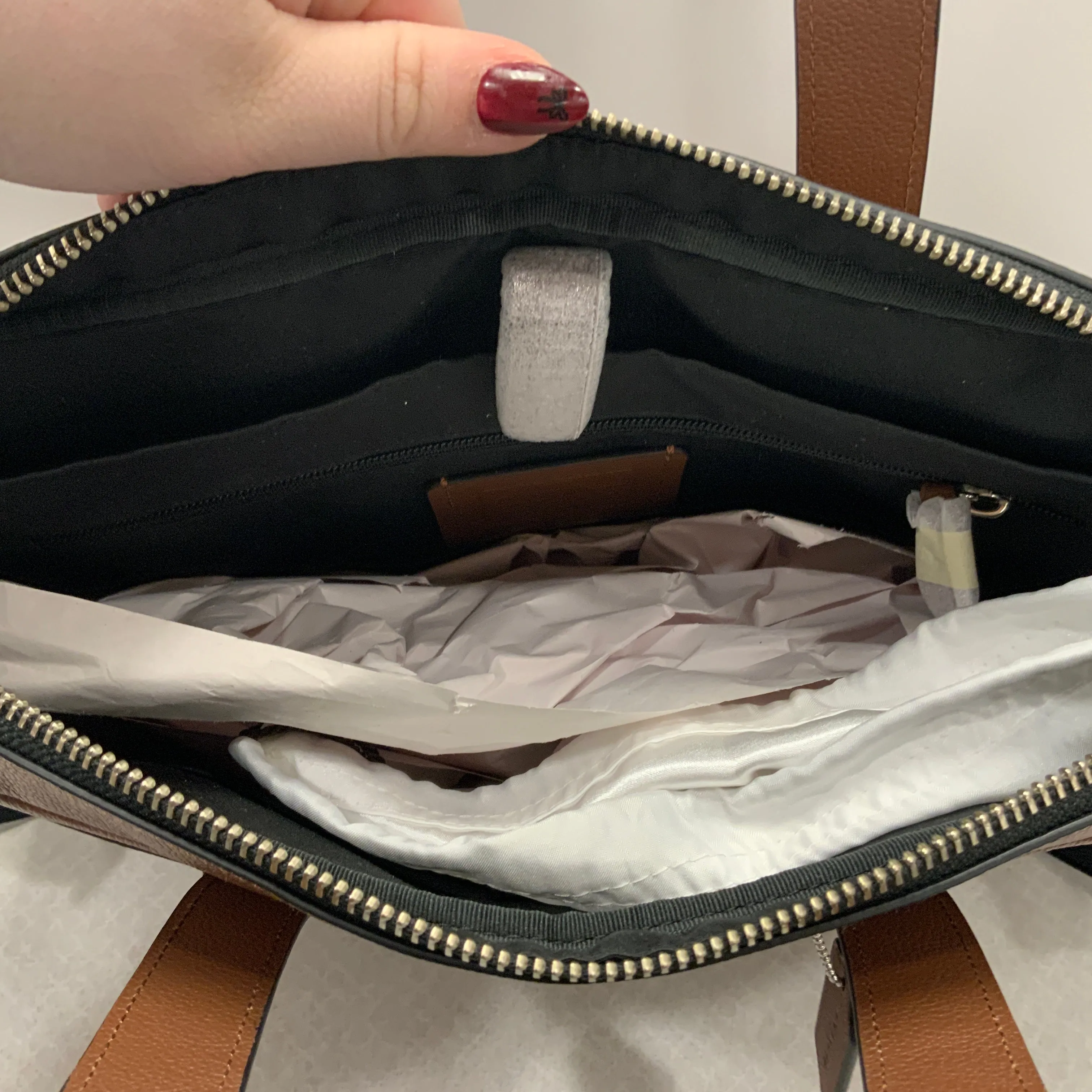 Laptop Bag Designer By Coach In Brown, Size:Large