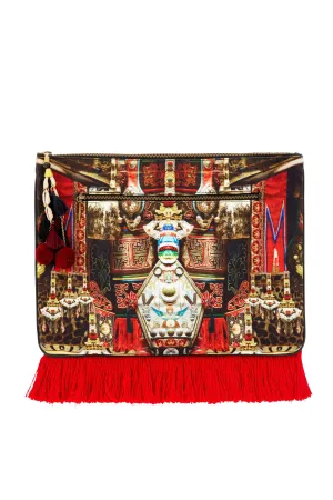 LARGE CANVAS CLUTCH IN A DALAI DAZE
