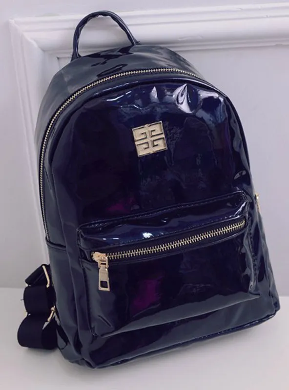 Laser Backpack School Bag Leather Holographic