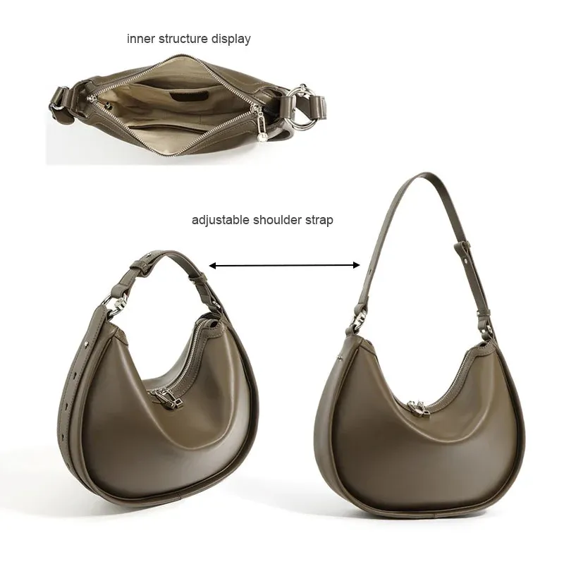 Leather Female Fashion Pouch Lady Minimalist Underarm Shoulder Bag