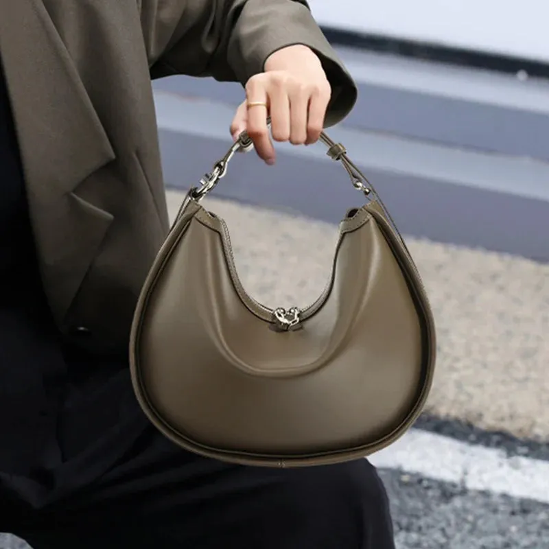 Leather Female Fashion Pouch Lady Minimalist Underarm Shoulder Bag