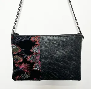 Lucky Charm Shoulder Bag - Embroidered black velvet