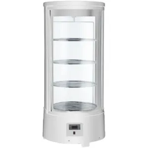 Marchia MDCR78-W White Countertop Rotating Refrigerated Bakery Display Case with LED Lighting