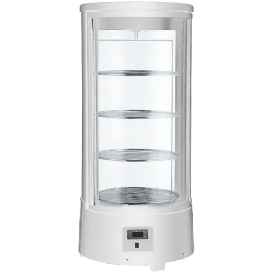 Marchia MDCR78-W White Countertop Rotating Refrigerated Bakery Display Case with LED Lighting