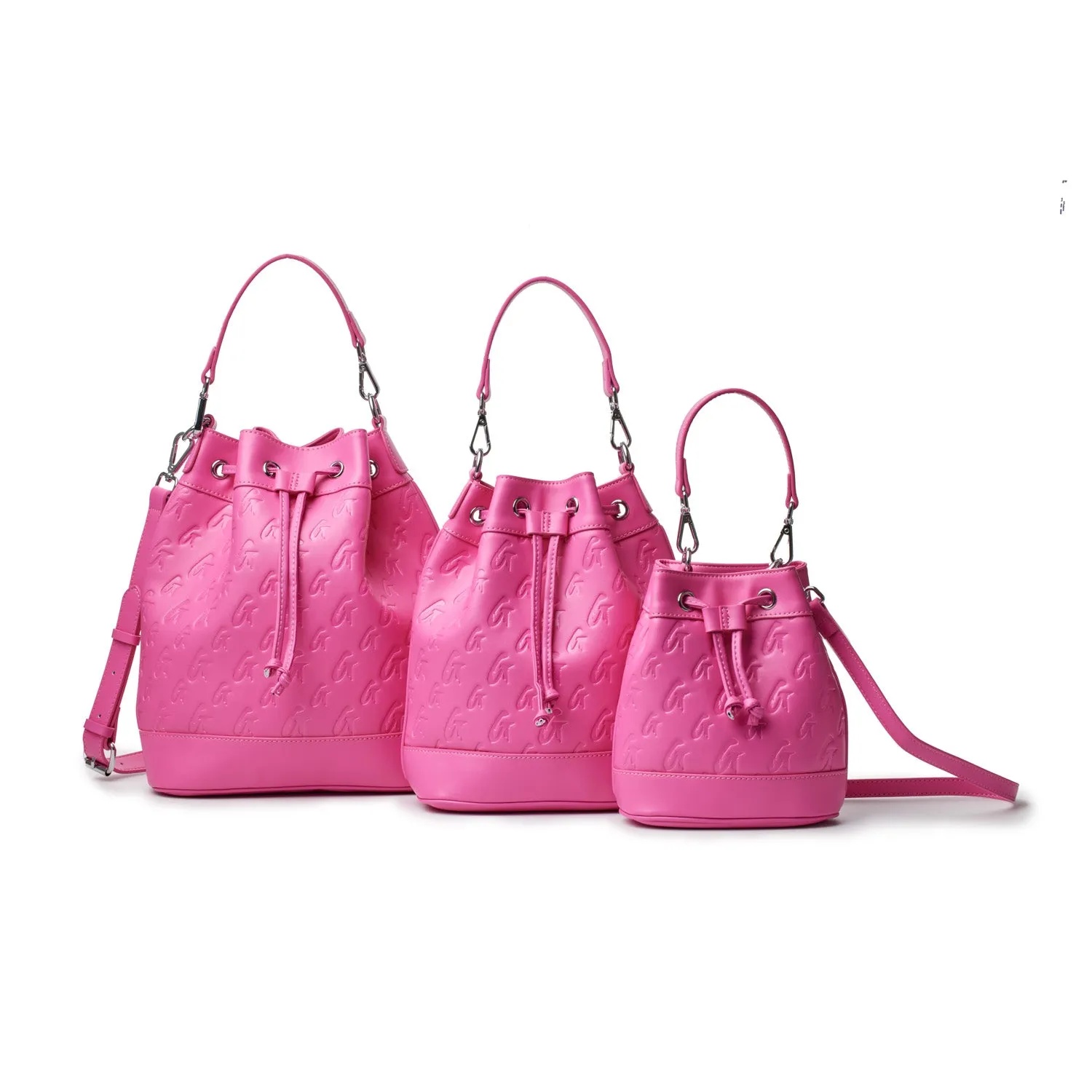 MEDIUM MONOGRAM BUCKET BAG - HOT PINK