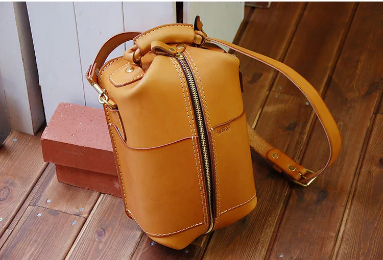 Mens Leather Barrel Side Bag Patterns Leather Pattern Bucket Shoulder Bag Leather Craft Pattern
