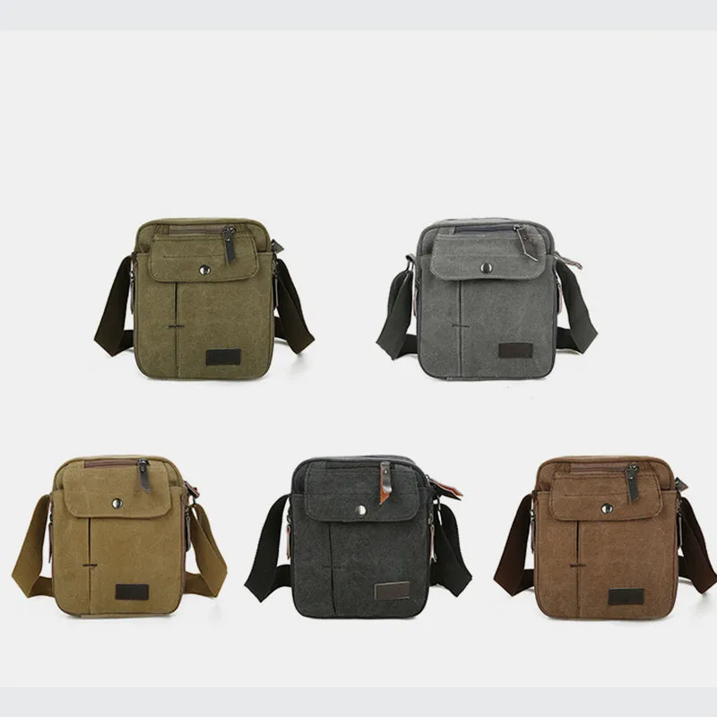 Mens Small Messenger Bag Multi-Slot Travel WorK Canvas Shoulder Bag