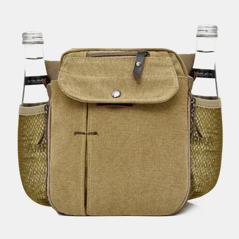 Mens Small Messenger Bag Multi-Slot Travel WorK Canvas Shoulder Bag