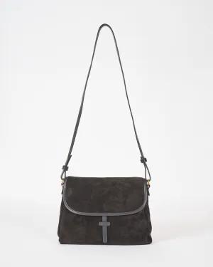 messenger bag - black suede