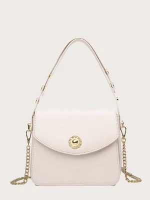 Metal Detail Flap Shoulder Bag