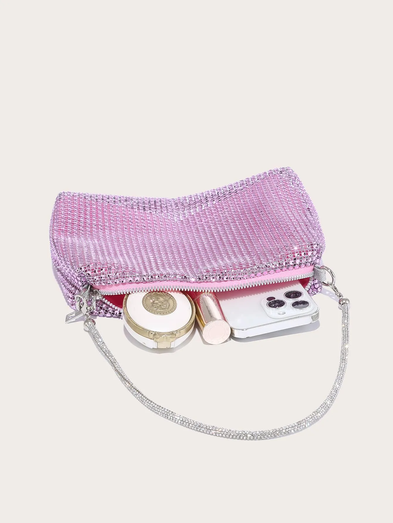 Mini Rhinestone Decor Chain Square Bag